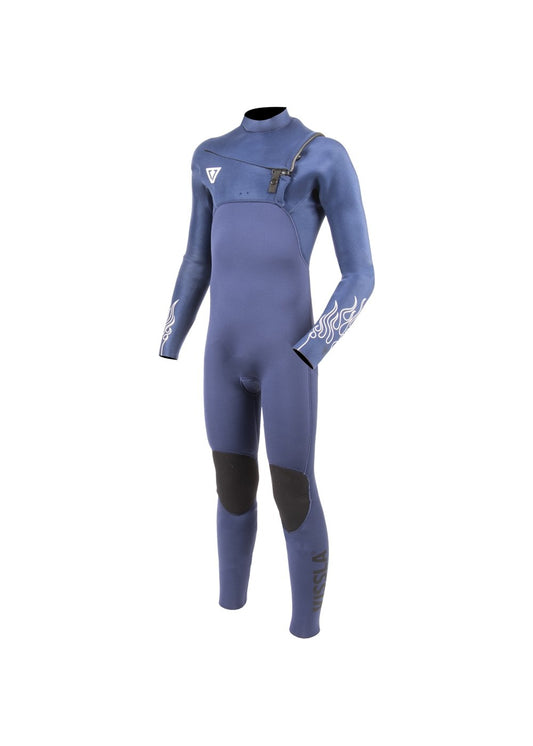Vissla High Seas Boys Fire 3-2 Full Chest Zip - deep royal kids wetsuit Vissla