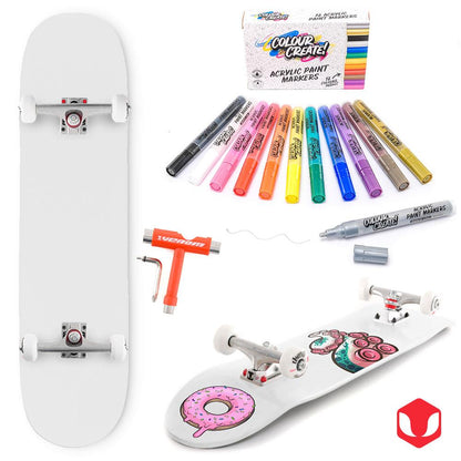 Venom Skateboards Complete Skateboard & Pens Matt White - 8.0" art kit, Deck Venom Skateboards