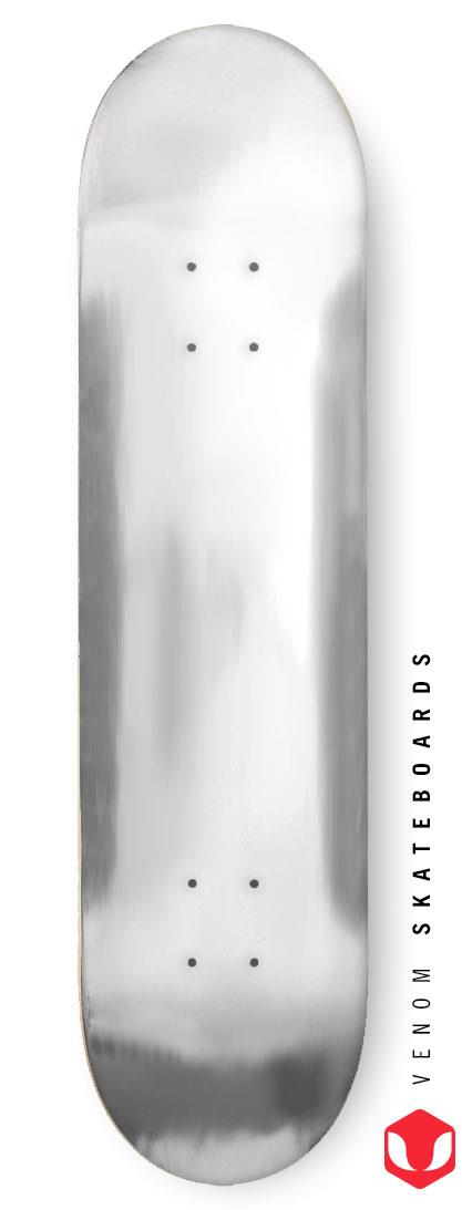 Venom Blank Skateboard Deck - Silver - 8.0" Deck Venom Skateboards