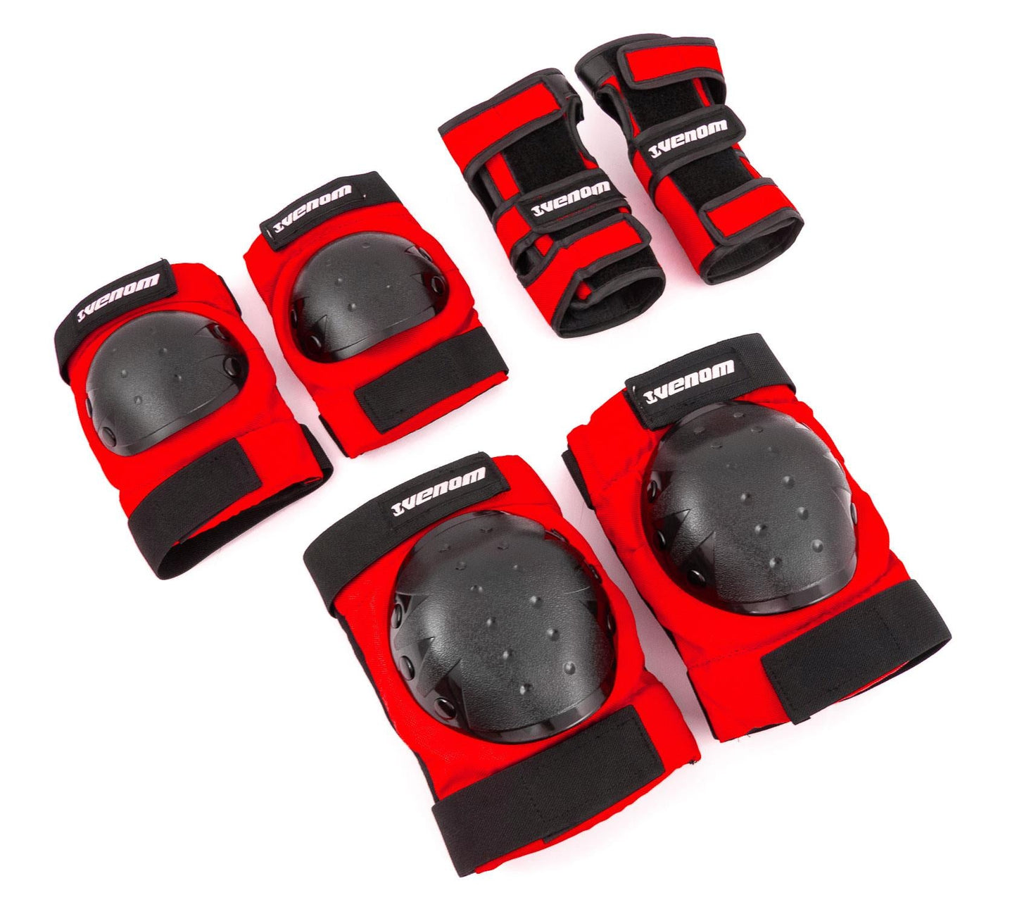 Venom Triple Knee/Elbow/Wrist Pad Set - Red Black Pads Venom Skateboards
