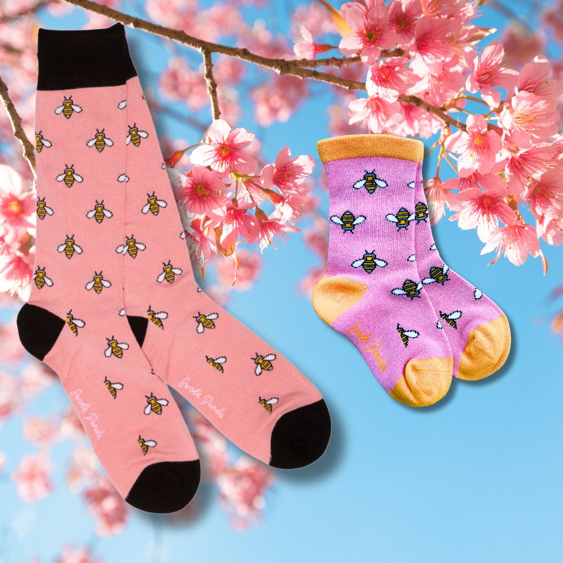 Bumblebee Matching Bamboo Socks (Adult & Child) Socks Swole Panda UK 4-7 (US 5-7.5 / EU 37-40) 2-3 YEARS
