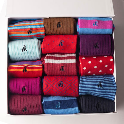 Ultimate Style Sock Box - 15 Pairs of Bamboo Socks Sock Gift Box Swole Panda UK 7-11 (US 8-12 / EU 40-47) Colour coded
