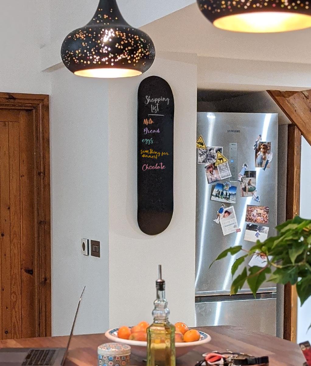 Venom Skateboards Kids Matt Black Chalkboard / Message Board / Bedroom Door Sign Skateboard Deck With Chalk Pack art kit, Deck Venom Skateboards