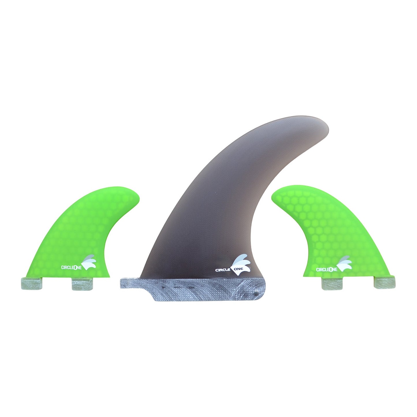 6inch Centre Fin Smokey Fibreglass + 2 Honeycomb side fins (FCS compatible) Surfboard Fins Circle One Surf Green