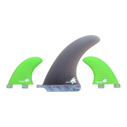6inch Centre Fin Smokey Fibreglass + 2 Honeycomb side fins (FCS compatible) Surfboard Fins Circle One Surf Green