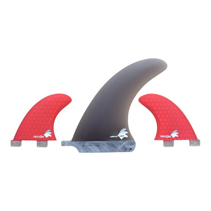 6inch Centre Fin Smokey Fibreglass + 2 Honeycomb side fins (FCS compatible) Surfboard Fins Circle One Surf Red