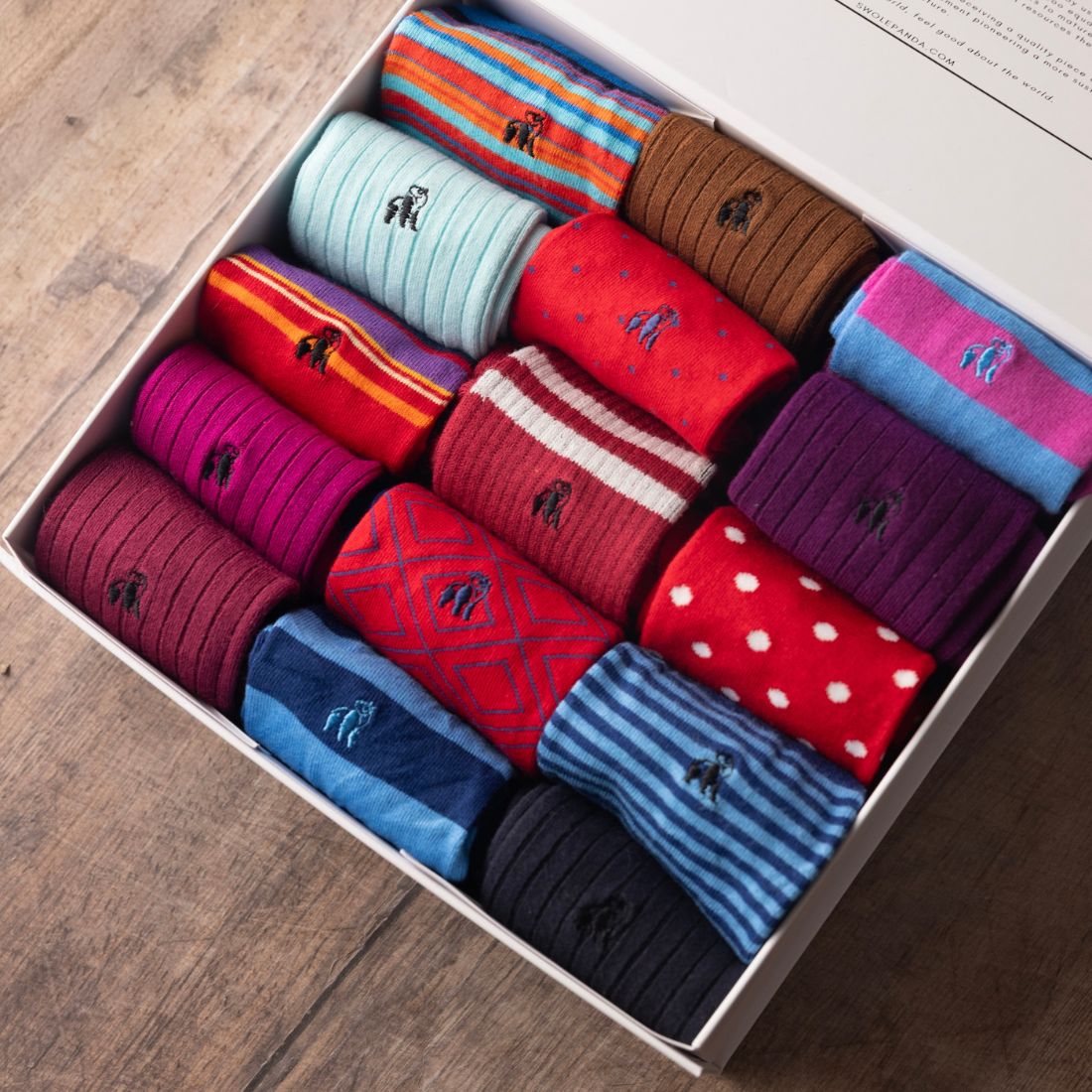 Ultimate Style Sock Box - 15 Pairs of Bamboo Socks Sock Gift Box Swole Panda