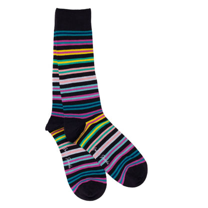 Navy Multi Striped Bamboo Socks Socks Swole Panda UK 4-7 (US 5-7.5 / EU 37-40)