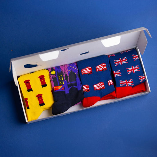 London Sock Box - 4 Pairs of Bamboo Socks (His) Sock Gift Box Swole Panda