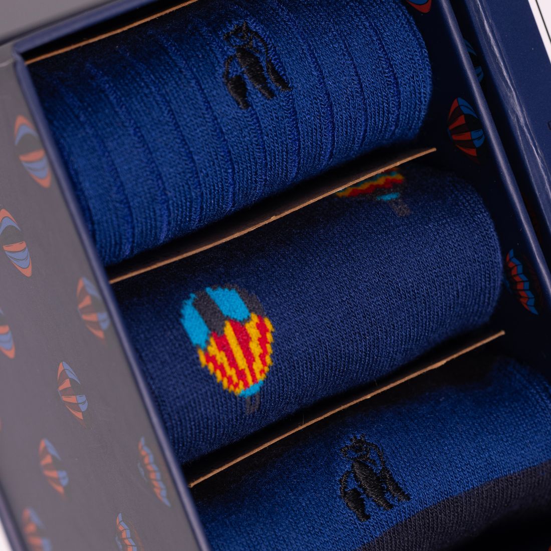 Hot Air Balloon Sock Box - 3 Pairs of Bamboo Socks (His) Sock Gift Box Swole Panda