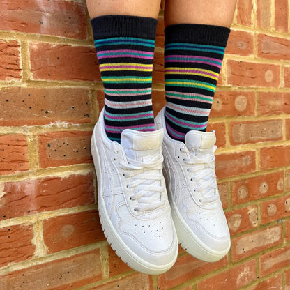 Navy Multi Striped Bamboo Socks Socks Swole Panda