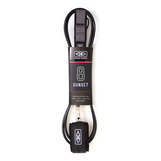 Ocean & Earth 8’0 Sunset Surfboard Leash Black Surf Leash Ocean & Earth 8'0 Black