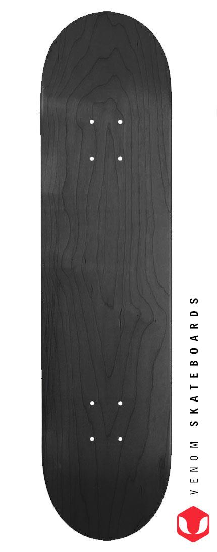 Venom Blank Skateboard Deck - Black - 7.75" to 8.25" Deck Venom Skateboards