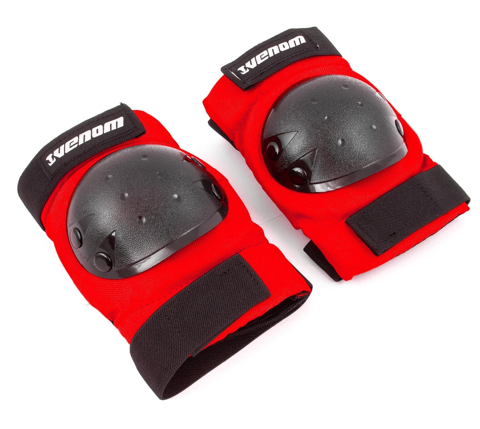 Venom Triple Knee/Elbow/Wrist Pad Set - Red Black Pads Venom Skateboards
