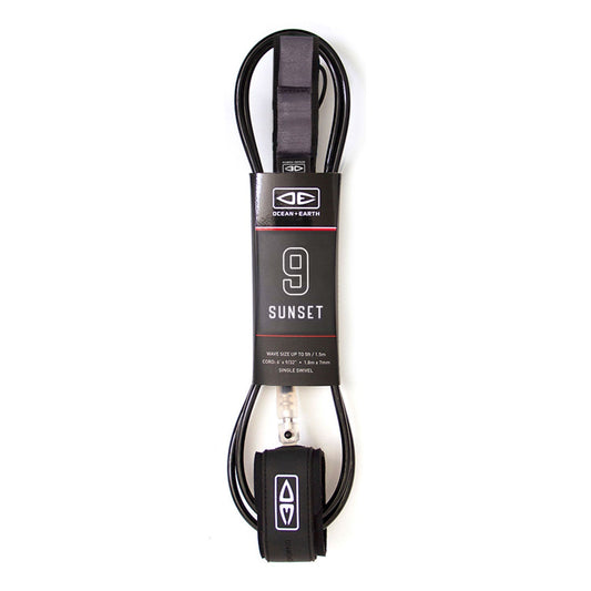 Ocean & Earth 9’0 Sunset Surfboard Leash Black Surf Leash Ocean & Earth 9'0 Black