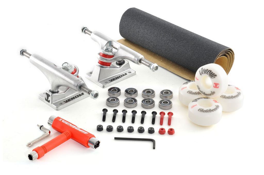 Venom Core Complete Built Skateboard - Matt White/Raw - 8.0" Complete Venom Skateboards