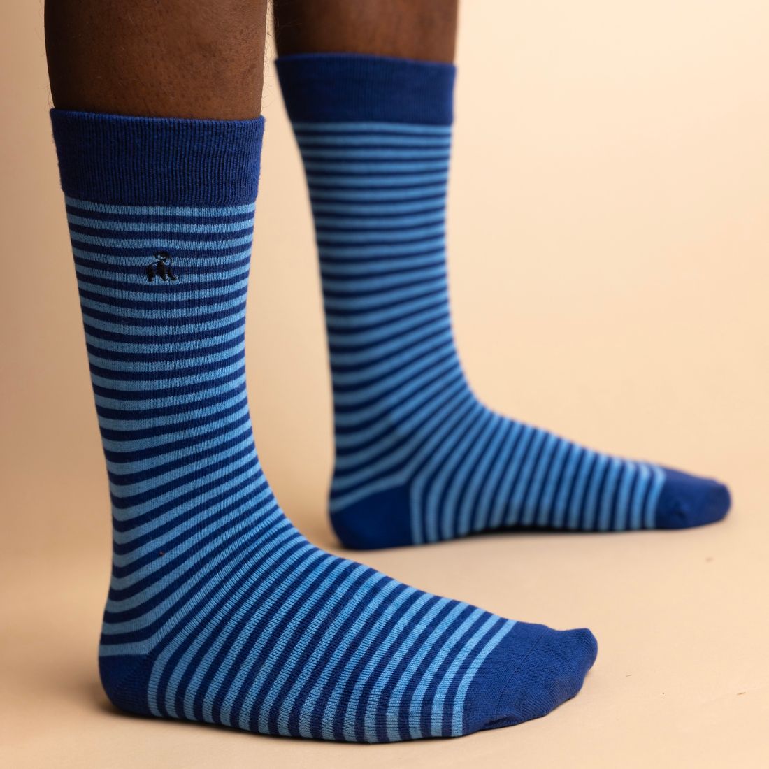 Sky Blue Narrow Striped Bamboo Socks Socks Swole Panda