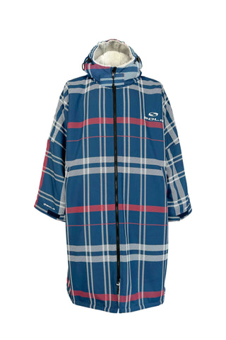 Sola Waterproof Dry Changing Robe Coat Navy/Check