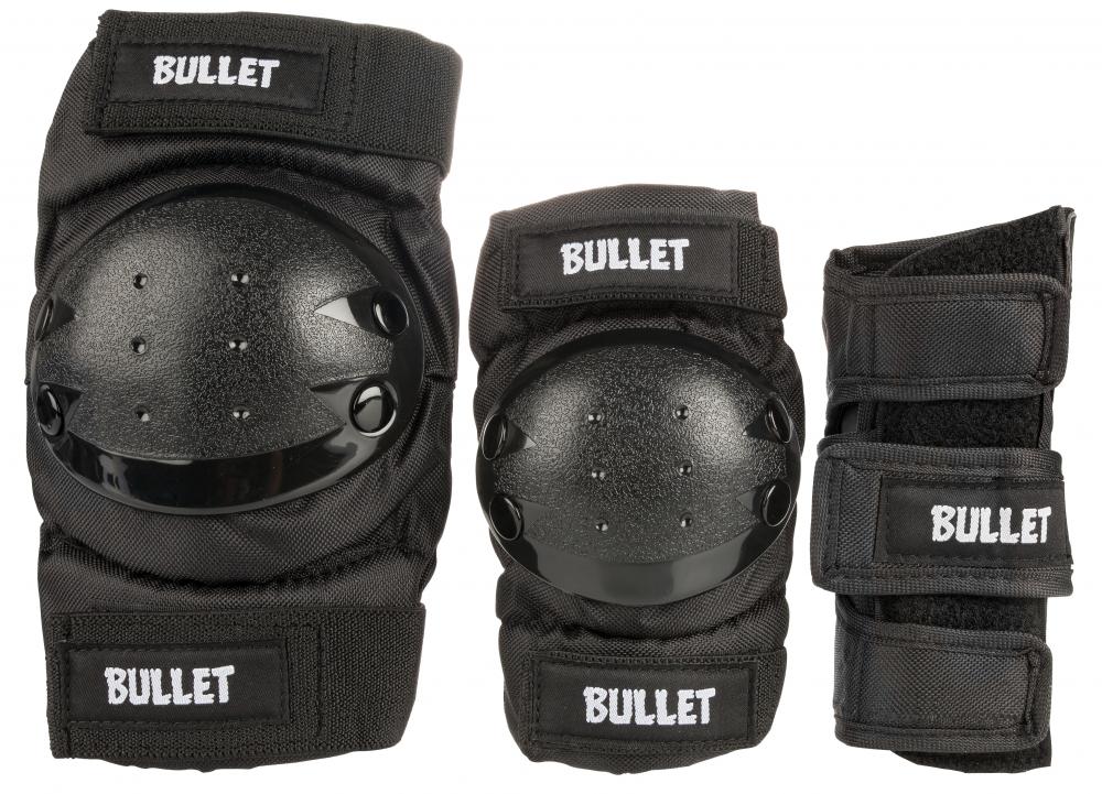 Bullet Pads Standard Junior Combo Triple Skate Pad Set Combo Pad Set Bullet Junior (Age 7-12) Black