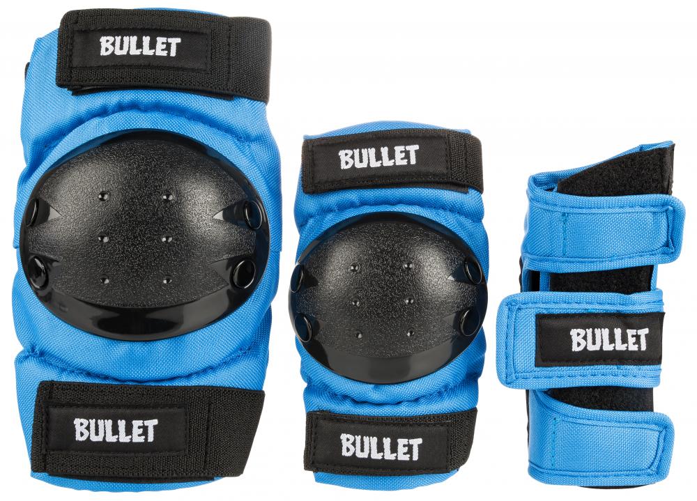 Bullet Pads Standard Junior Combo Triple Skate Pad Set Combo Pad Set Bullet Junior (Age 7-12) Blue