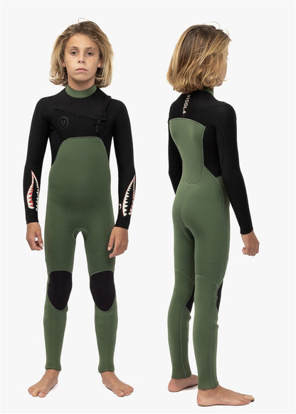 Vissla 7 Seas boys 3-2 full chest zip wetsuit kids wetsuit Vissla Military age 10
