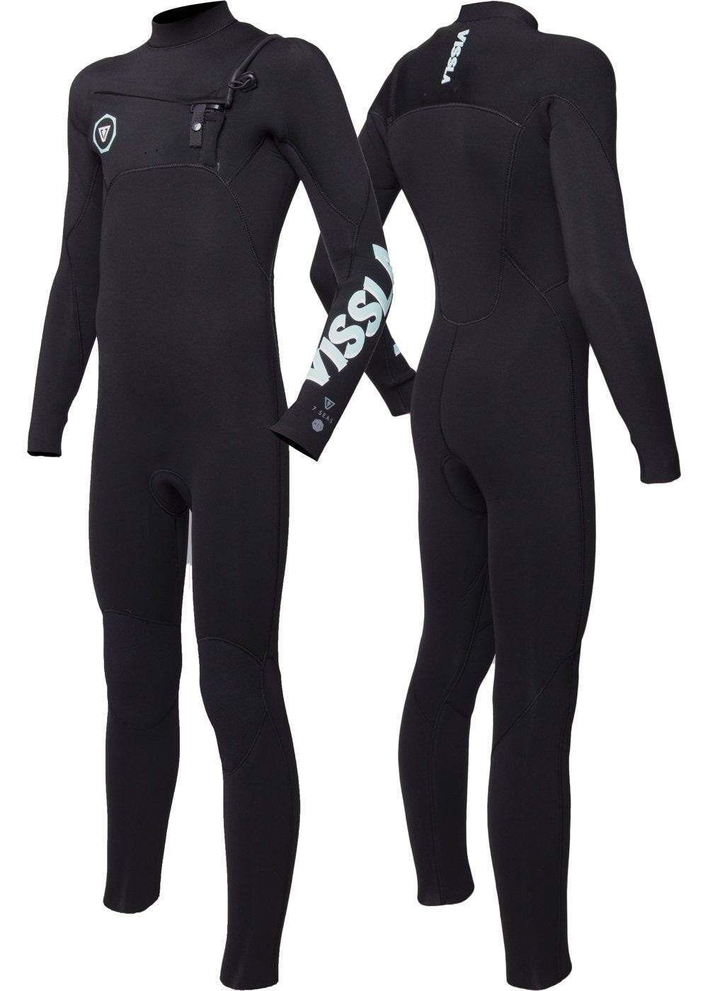 Vissla 7 Seas Boys 4-3 Full Chest Zip Wetsuit kids wetsuit Vissla Black age 10
