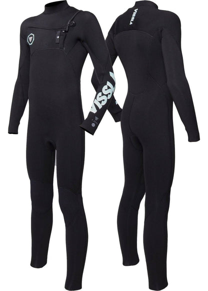 Vissla 7 Seas Boys 4-3 Full Chest Zip Wetsuit kids wetsuit Vissla Black age 10