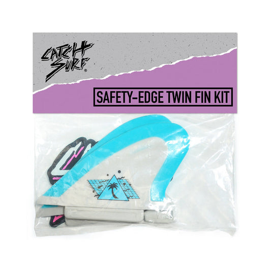 Catch Surf - Beater Pro - Safety Edge Twin Fin Kit - Grey & Cool Blue Surfboard Fins Catch Surf