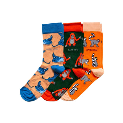 Orange Lover 3 Bamboo Sock Set Socks Bare Kind