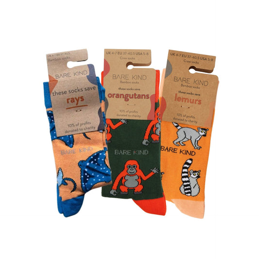 Orange Lover 3 Bamboo Sock Set Socks Bare Kind