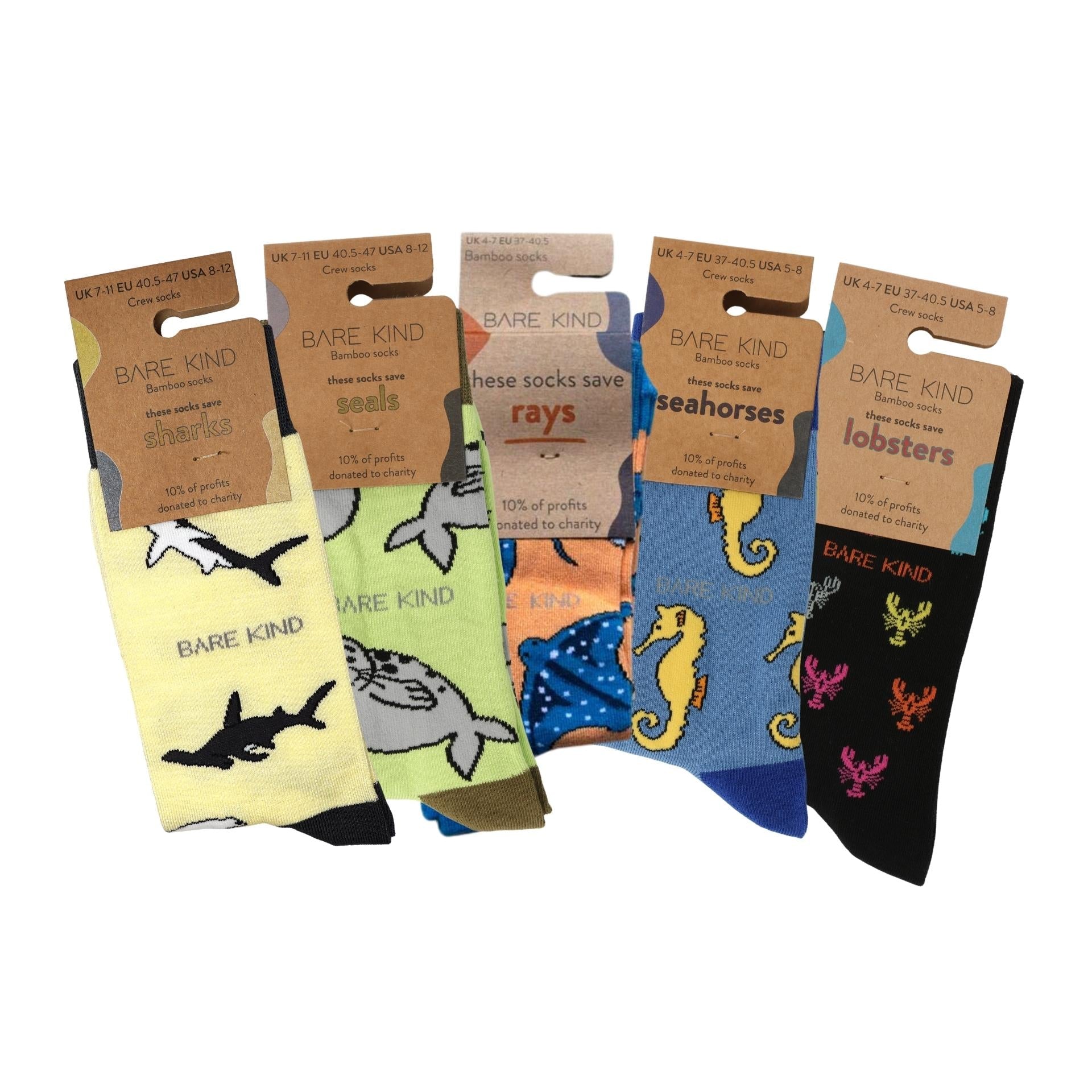 Ocean Rainbow 5 Pack Bamboo Sock Set Socks Bare Kind