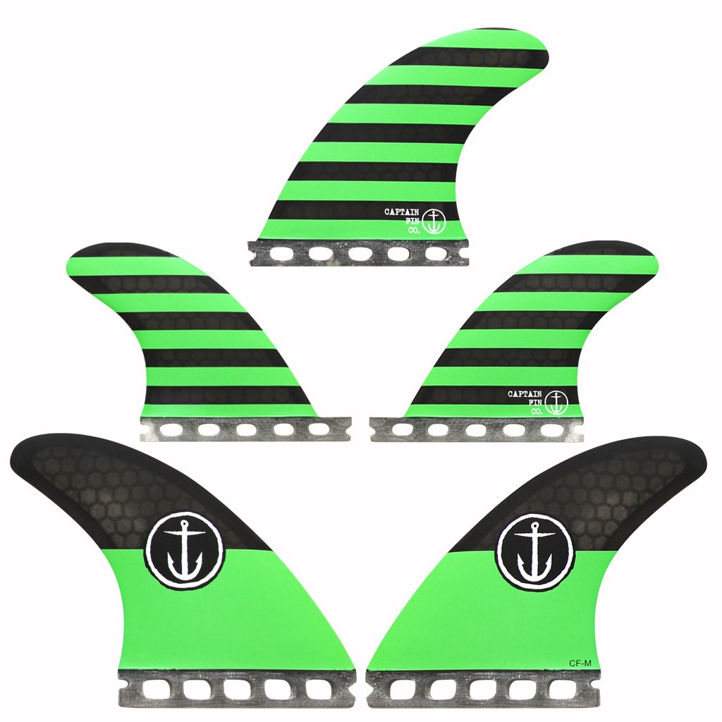 Captain Fin Co - CF Series 5 Fin - Medium - Black/Green (Futures) Surfboard Fins Captain Fin Co