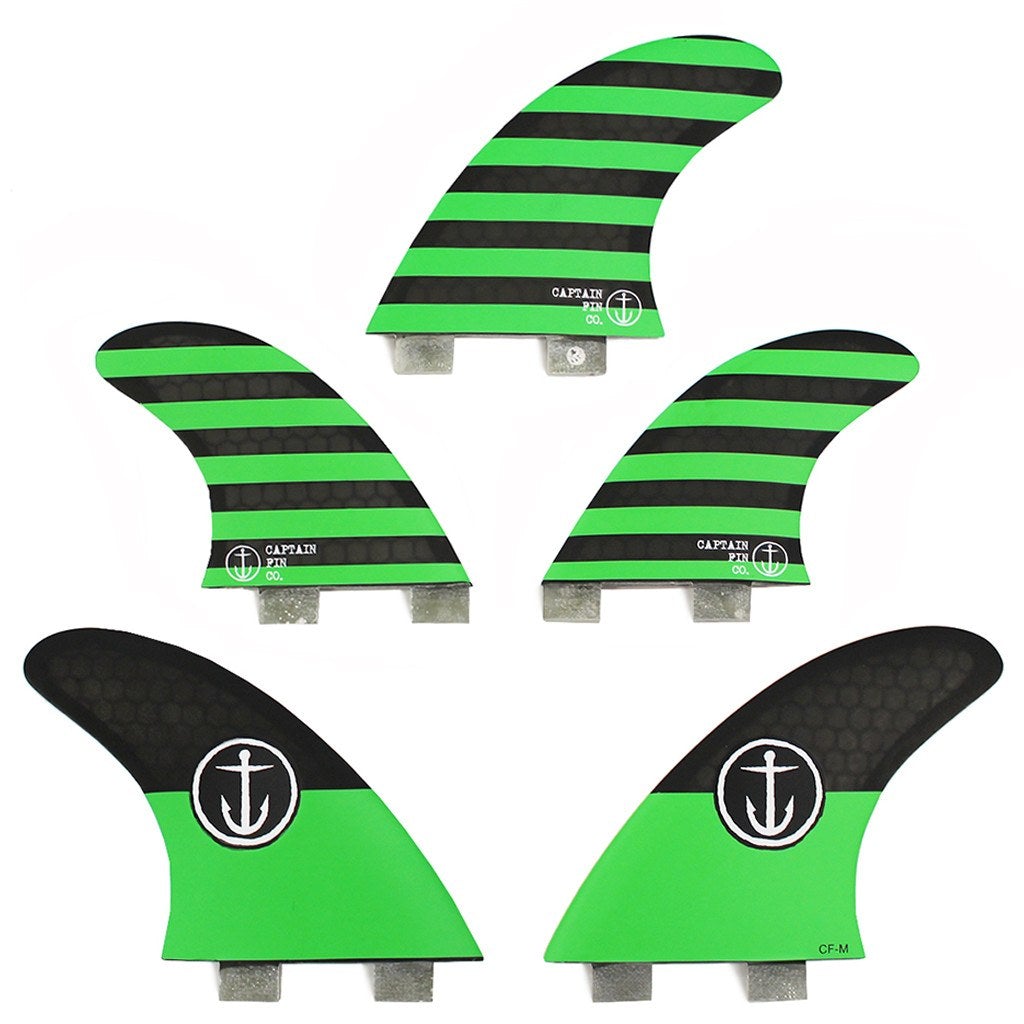 Captain Fin Co - CF Series 5 Fin - Medium - Black/Green (FCS) Surfboard Fins Captain Fin Co