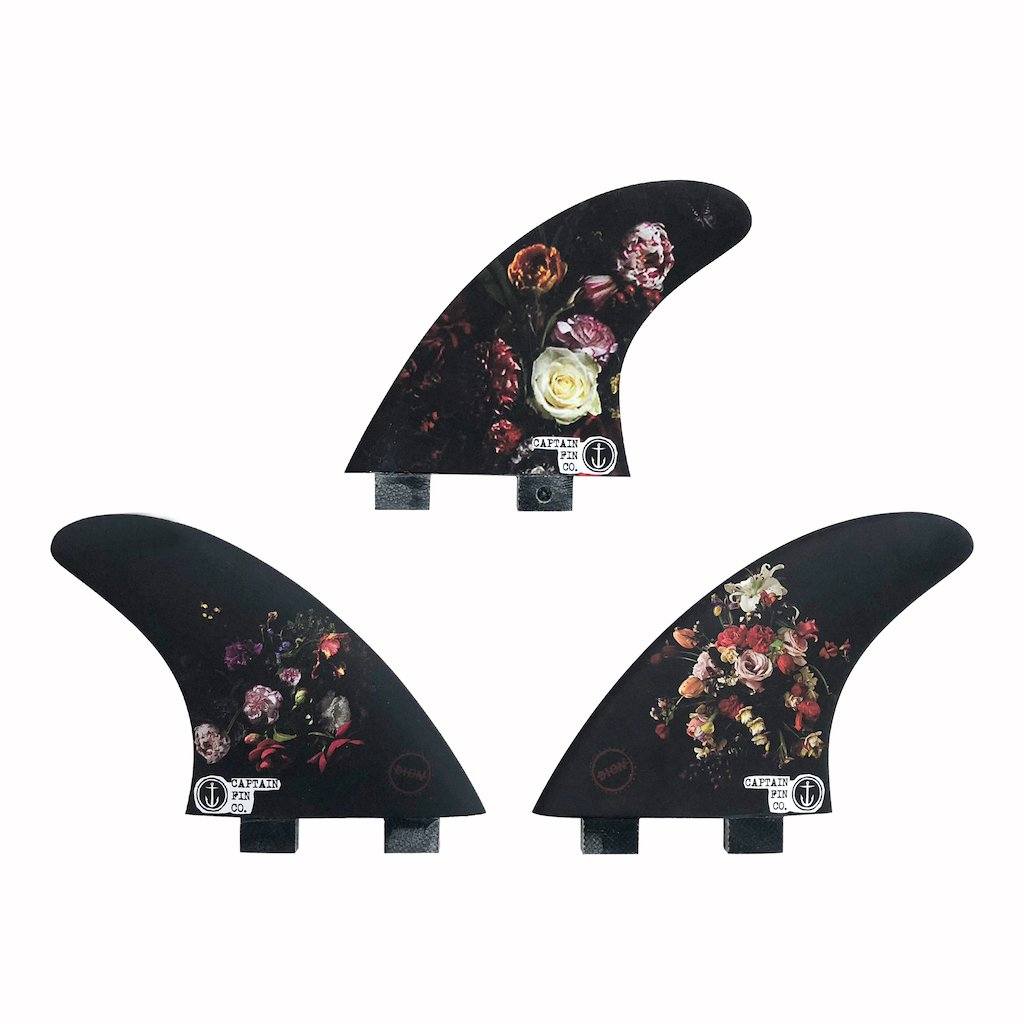 Captain Fin Co - Dion Agius Flowers Tri - Medium - Black (FCS) Surfboard Fins Captain Fin Co
