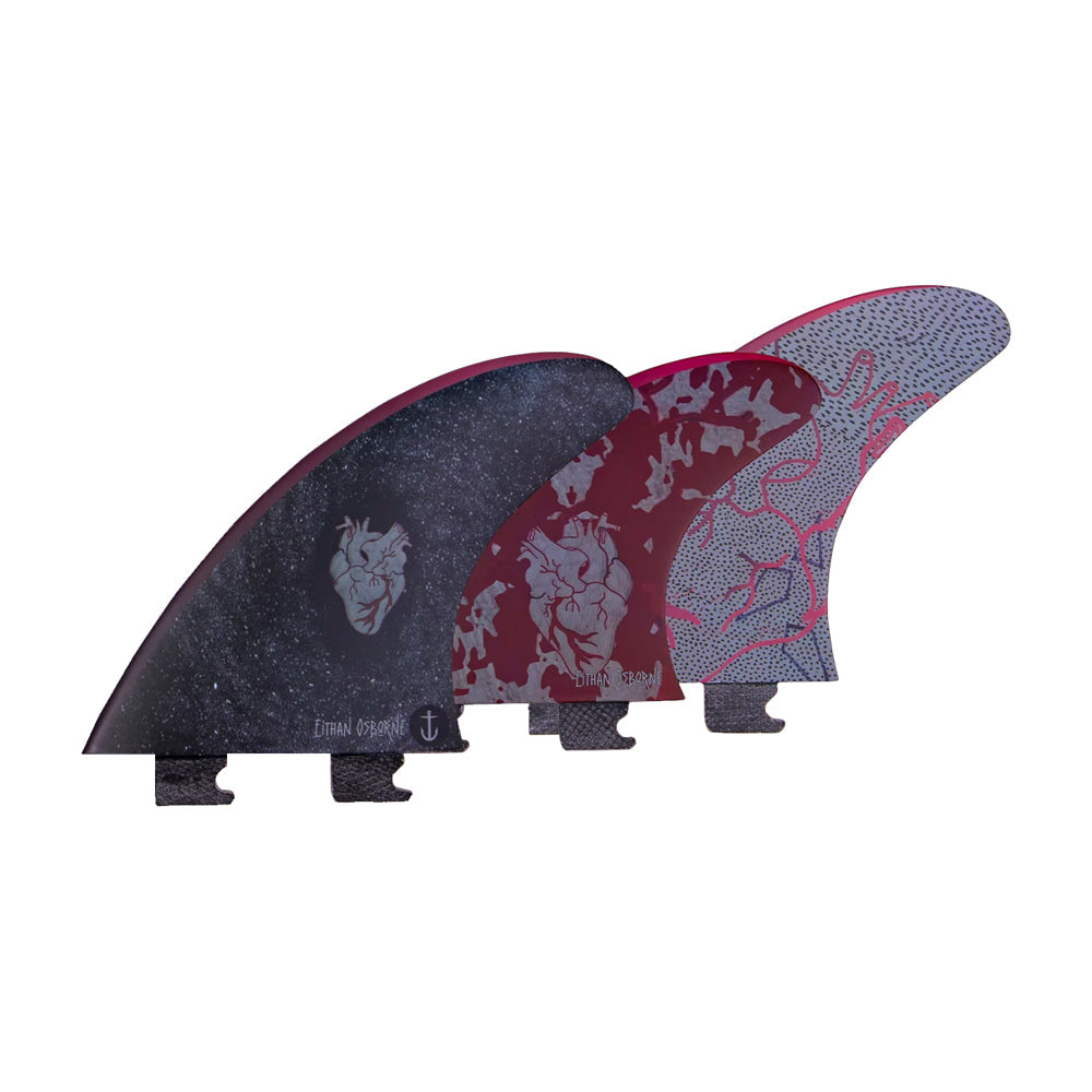 Captain Fin Co - Eithan Osbourne Heart Tri - SM/MD/LG - Black (Snap-In / FCS II) Single Fin Flying Diamonds Black Small