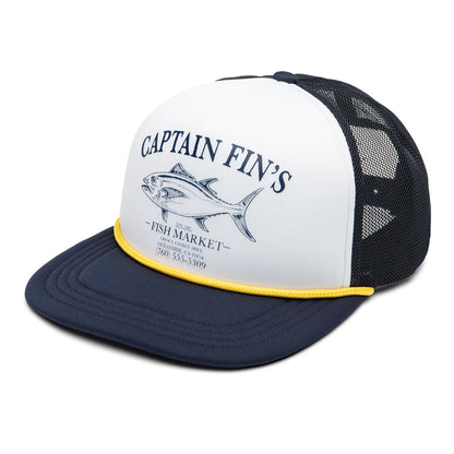 Captain Fin Co - Fish Market Trucker Cap - White/Navy Hats Captain Fin Co White/Navy