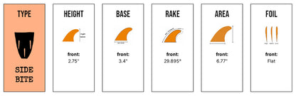 Captain Fin Co - Josh Hall Side Bites - Small - Cream (FCS) Surfboard Fins Captain Fin Co