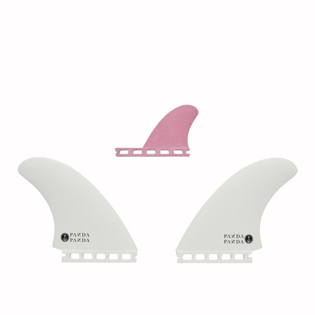 Captain Fin Co - Panda Twin + Trailer - Large - White/Pink (Futures) Surfboard Fins Captain Fin Co