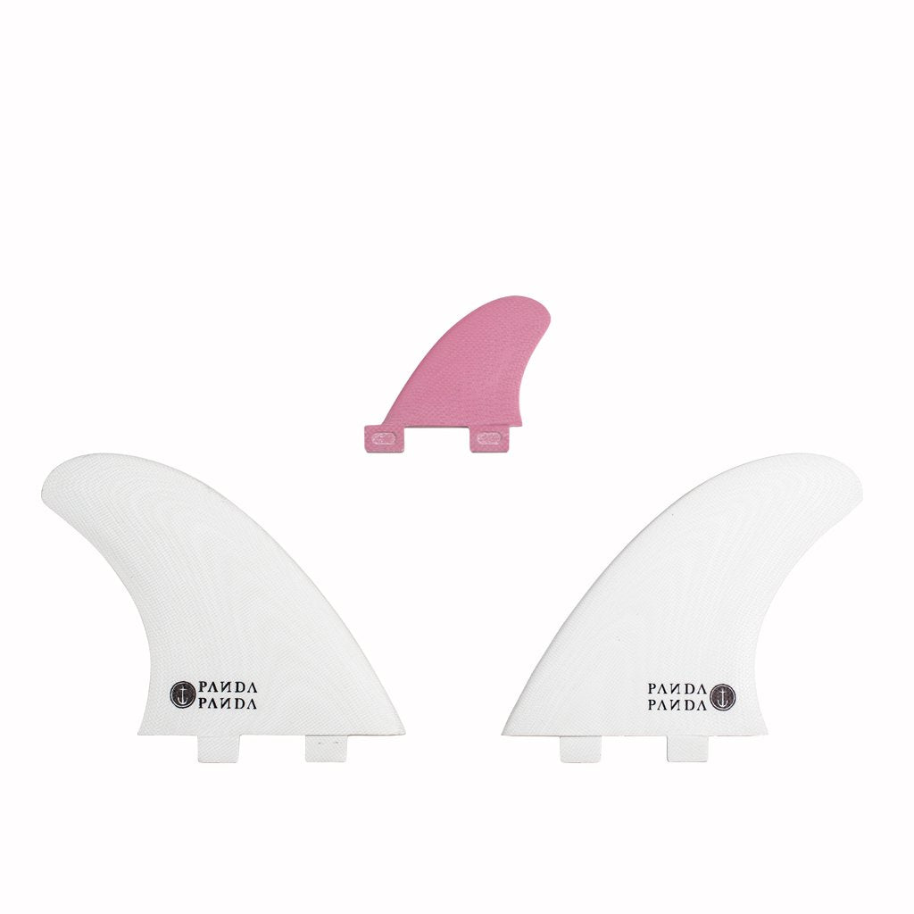 Captain Fin Co - Panda Twin + Trailer - Large - White/Pink (FCS) Surfboard Fins Captain Fin Co