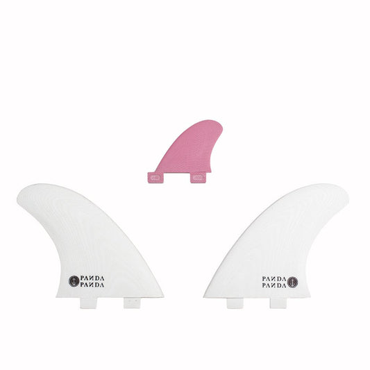 Captain Fin Co - Panda Twin + Trailer - Large - White/Pink (FCS) Surfboard Fins Captain Fin Co