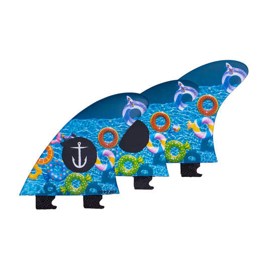 Captain Fin Co - CF Pool Party Tri - Medium - Blue (Snap-In / FCS II) Surfboard Fins Captain Fin Co