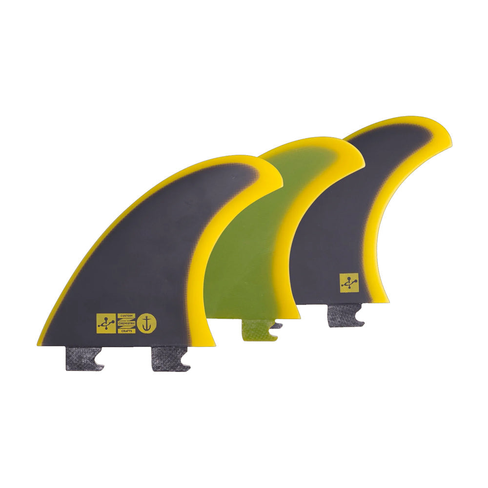Captain Fin Co - Chemistry Tri - MD/LG - Black/Yellow (Snap-In / FCS II) Surfboard Fins Captain Fin Co