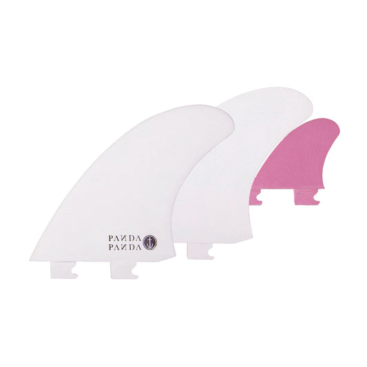 Captain Fin Co - Panda Twin + Trailer - Large - White/Pink (Snap-In / FCS II) Surfboard Fins Captain Fin Co