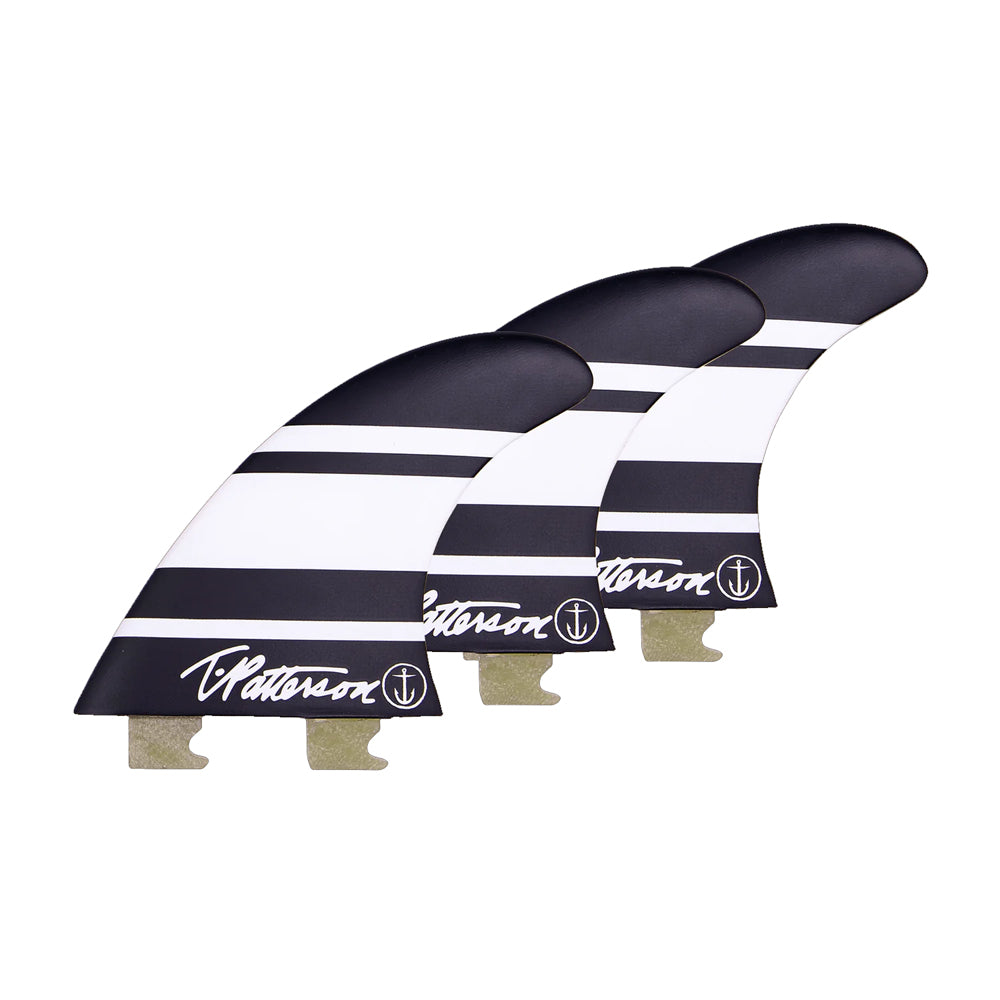 Captain Fin Co - Timmy Patterson Tri - Medium - Black/White (Snap-In / FCS II) Surfboard Fins Captain Fin Co