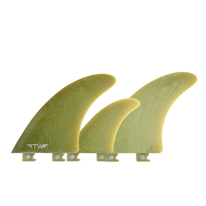 Captain Fin Co - Tyler Warren Twin + Trailer - Large - Olive (Snap-In / FCS II) Surfboard Fins Captain Fin Co