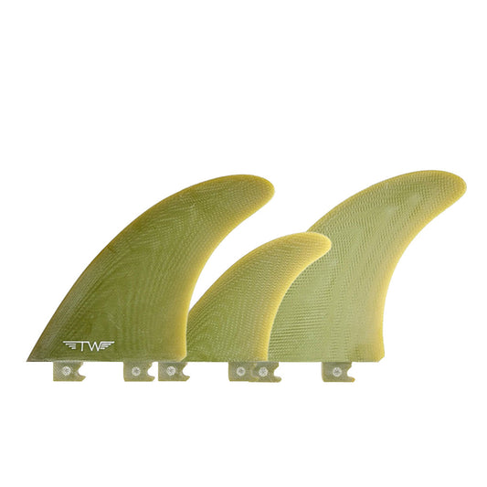 Captain Fin Co - Tyler Warren Twin + Trailer - Large - Olive (Snap-In / FCS II) Surfboard Fins Captain Fin Co