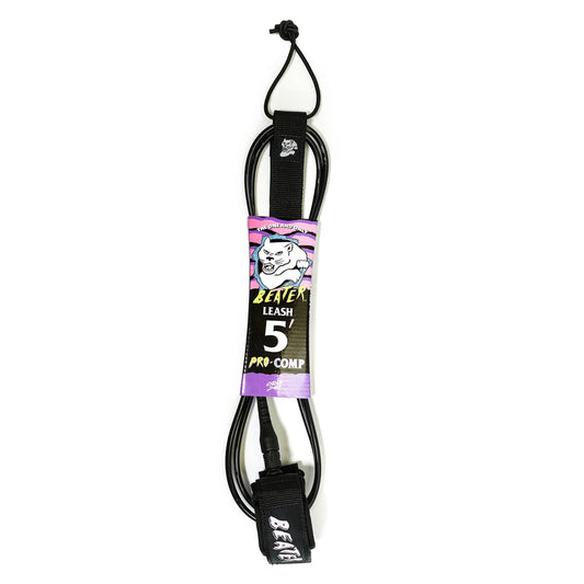 Catch Surf - Beater 5' Pro Comp Leash - Black Surfboard Leashes Catch Surf