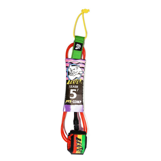 Catch Surf - Beater 5' Pro Comp Leash - Rasta Surfboard Leashes Catch Surf