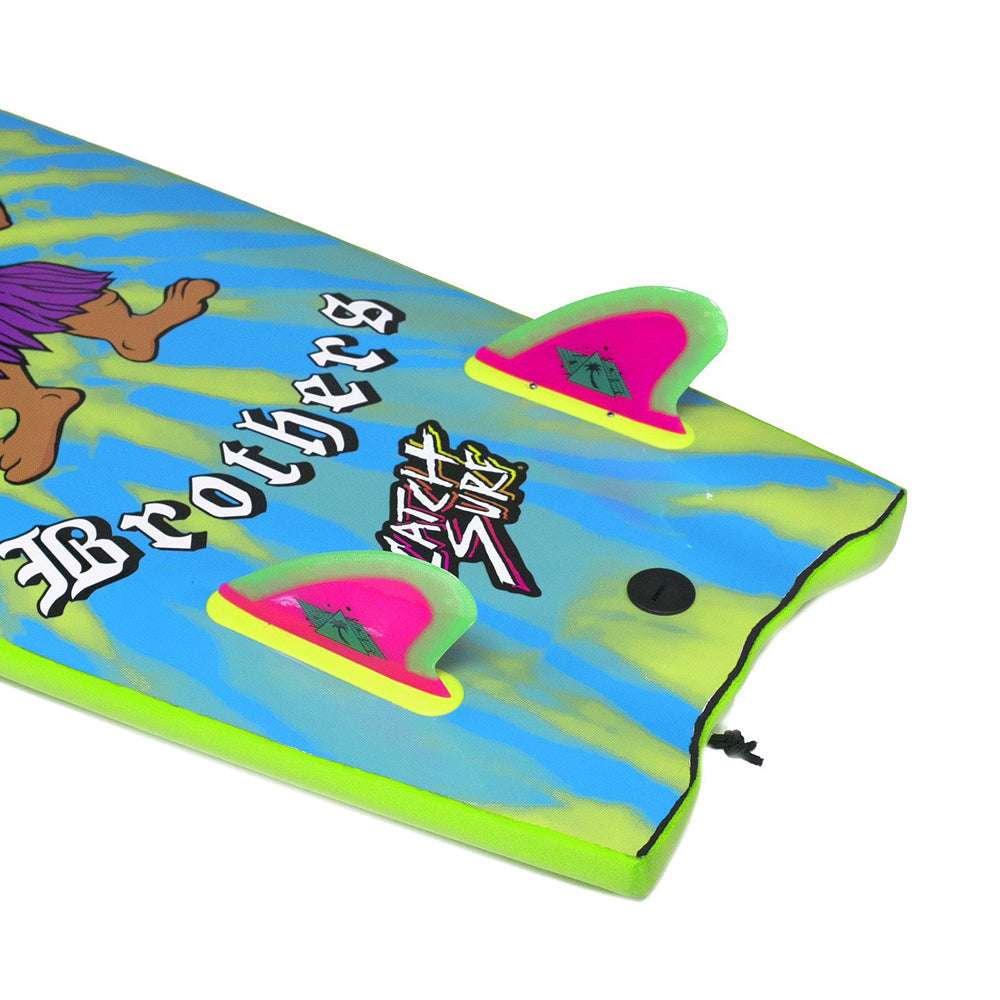 Catch Surf - Beater Pro - Safety Edge Twin Fin Kit - Hot Pink & Lime Surfboard Fins Catch Surf