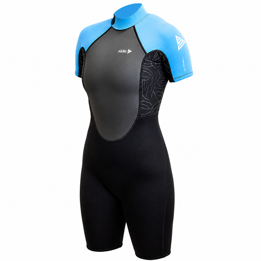 Alder Impact Women's 3/2mm Back Zip Blue Short Wetsuit